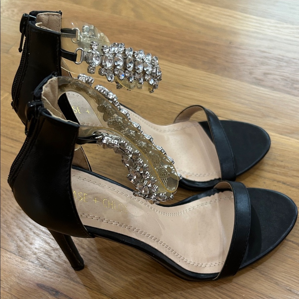 Chase + Chloe Black Heels with Crystal Accents size 9 - Picture 5 of 12